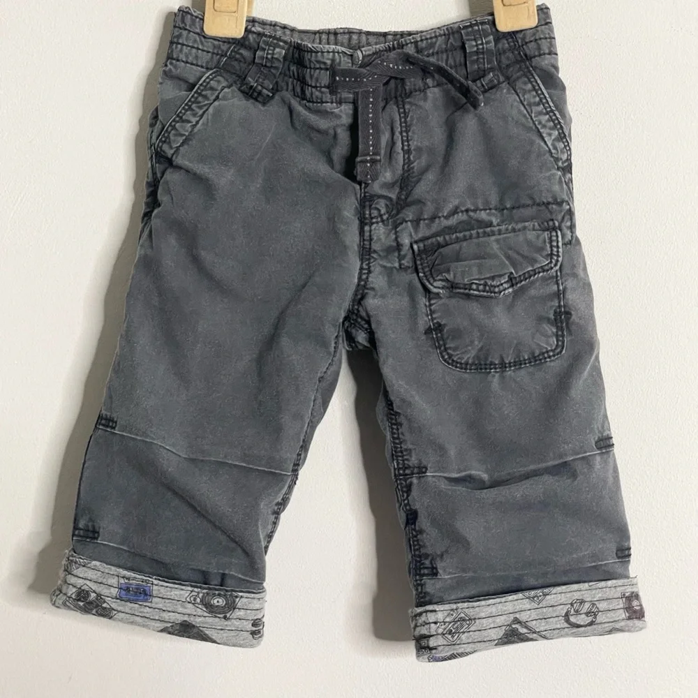 BABY GAP Infant Vintage Audio Cotton Lined Elastic Waist Cargo Pants